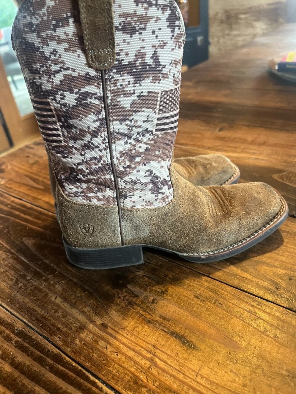 Ariat Kids Patriot Western Boots Camo American Flag Square Toe Size 2
